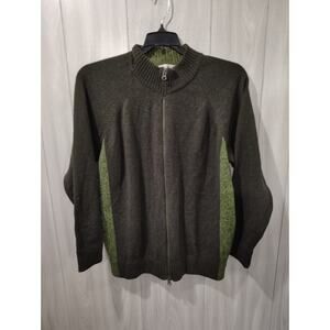 Lyle And Scott Full Zip Sweater Green Size L Knit Wool